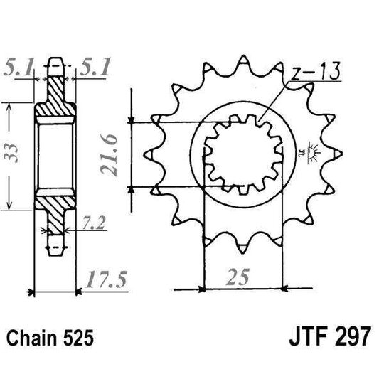 Reťazové koliečko JT JTF 297-15RB 15T, 525 pogumované